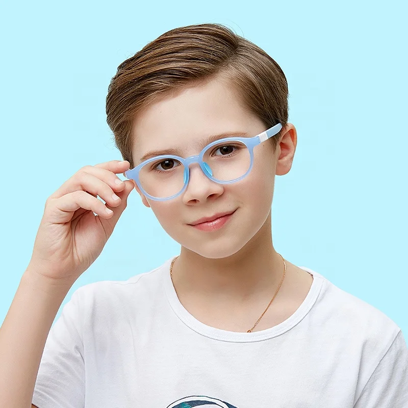 

round comfortable silicone High quality tr90 Protect eyesight glasses kids anti blue light glasses, Same as photo