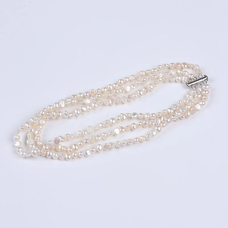 

Hot Sale  Baroque Natural Freshwater Pearl Necklace Chain For Women, White