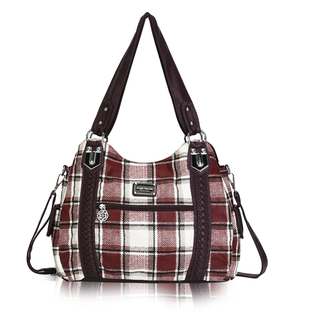 

Angel kiss vegan leather handbags Adjustable Women flower bag Stylish Crossbody Handbags Purse with Fashion Pattern, White&black