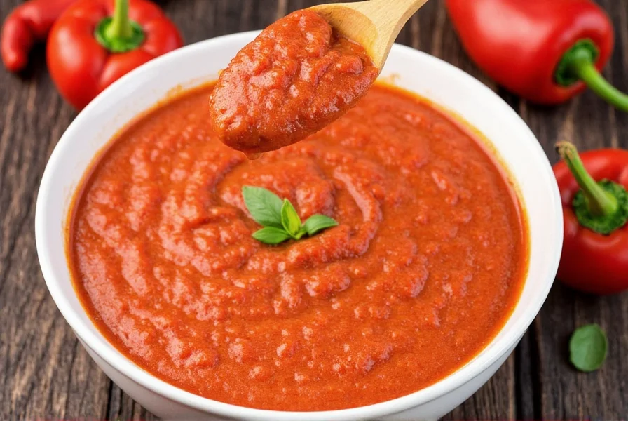 Ingredients for making red pepper pizza sauce