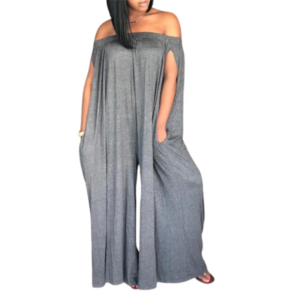 

European American Summer New Large Casual Loose One Neck Jumpsuit Pants 2021 Women plus Clothes