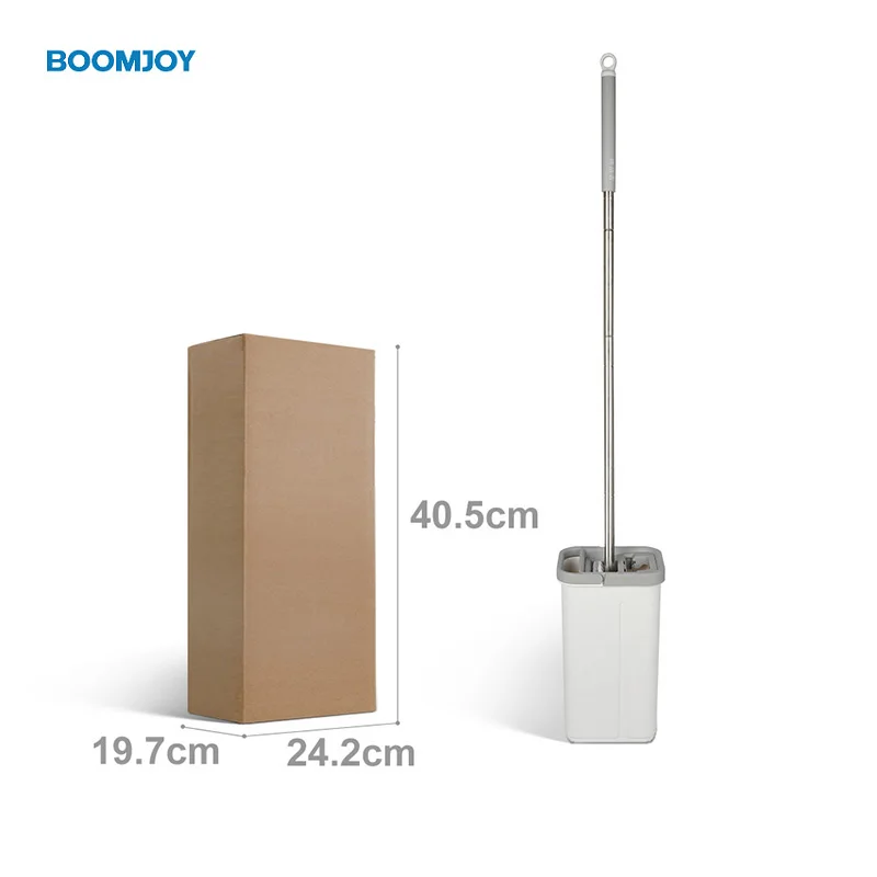 

boomjoy as seen on tv products microfiber cleaning floor flat mop microfiber squeeze flat mop hand free lazy mop, Gray