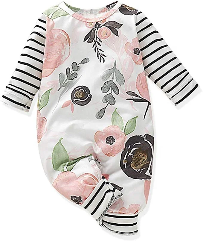 

Newborn Baby Girl Clothes Floral Long Sleeve Footless Romper Cotton baby romper for girls