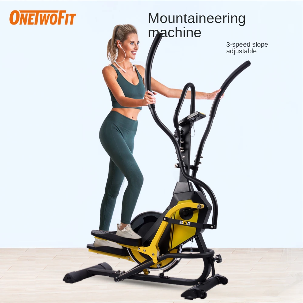 

OneTwoFit Home Use wholesale Elliptical Stationary Bicycle Sitting Elliptical Trainer Bike in yellow