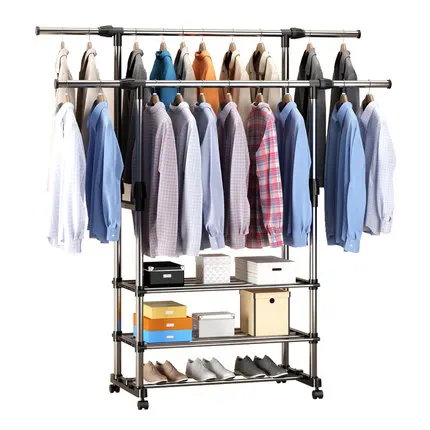 

Mobile Stand Stainless Steel Folding Vertical Hanger Laundry Drying Clothes Rack Stand, Silver