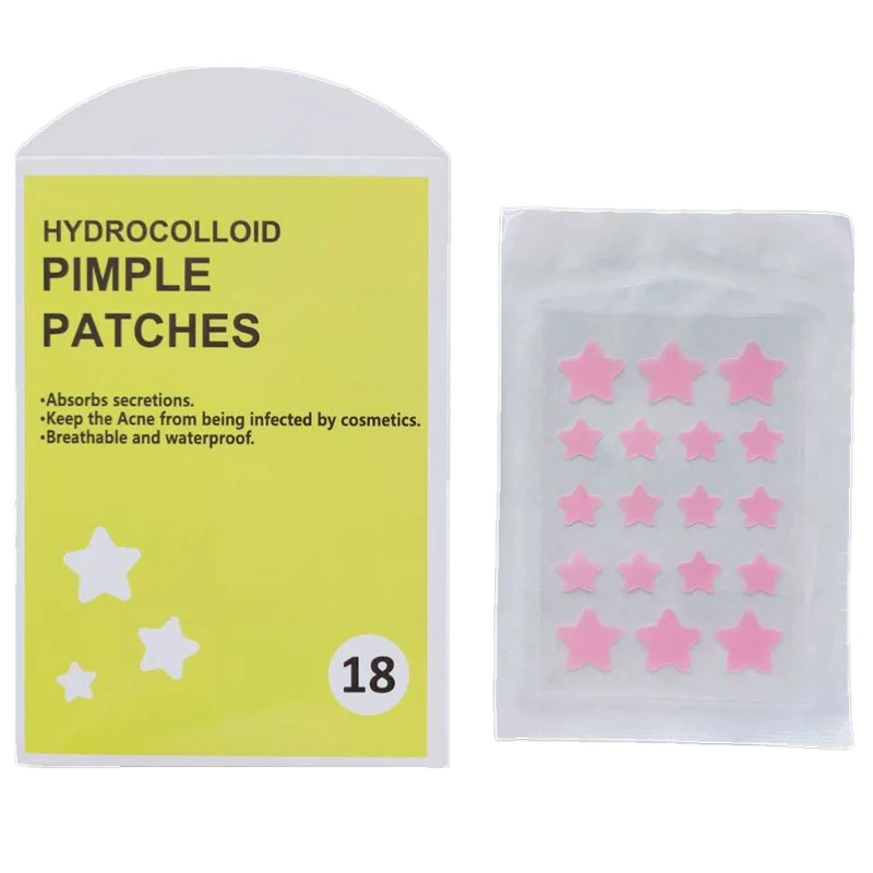 

Factory Pink Stars, Hearts 18pcs Acne Pimple Healing Hydrocolloid Pads,Tea Tree, Calendula Oil, Absorbing Cover Patch, Transparent,pink or custom color.
