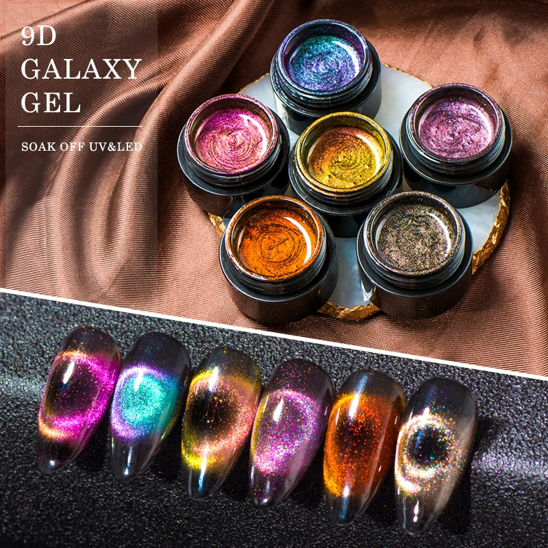 

5 Ml 9d Galaxy Uv Magnetic Nail Private Label Led Soak Nails 12 Colour Cat Eye Gel Polish, 6 colors for chosen