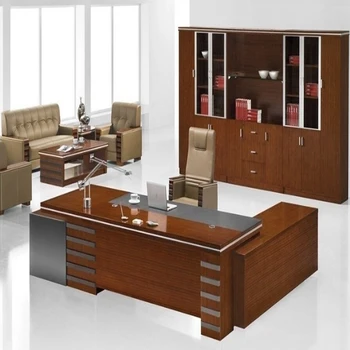 High Tech Modern Boss Veneer Painting Office Luxury Executive Desk