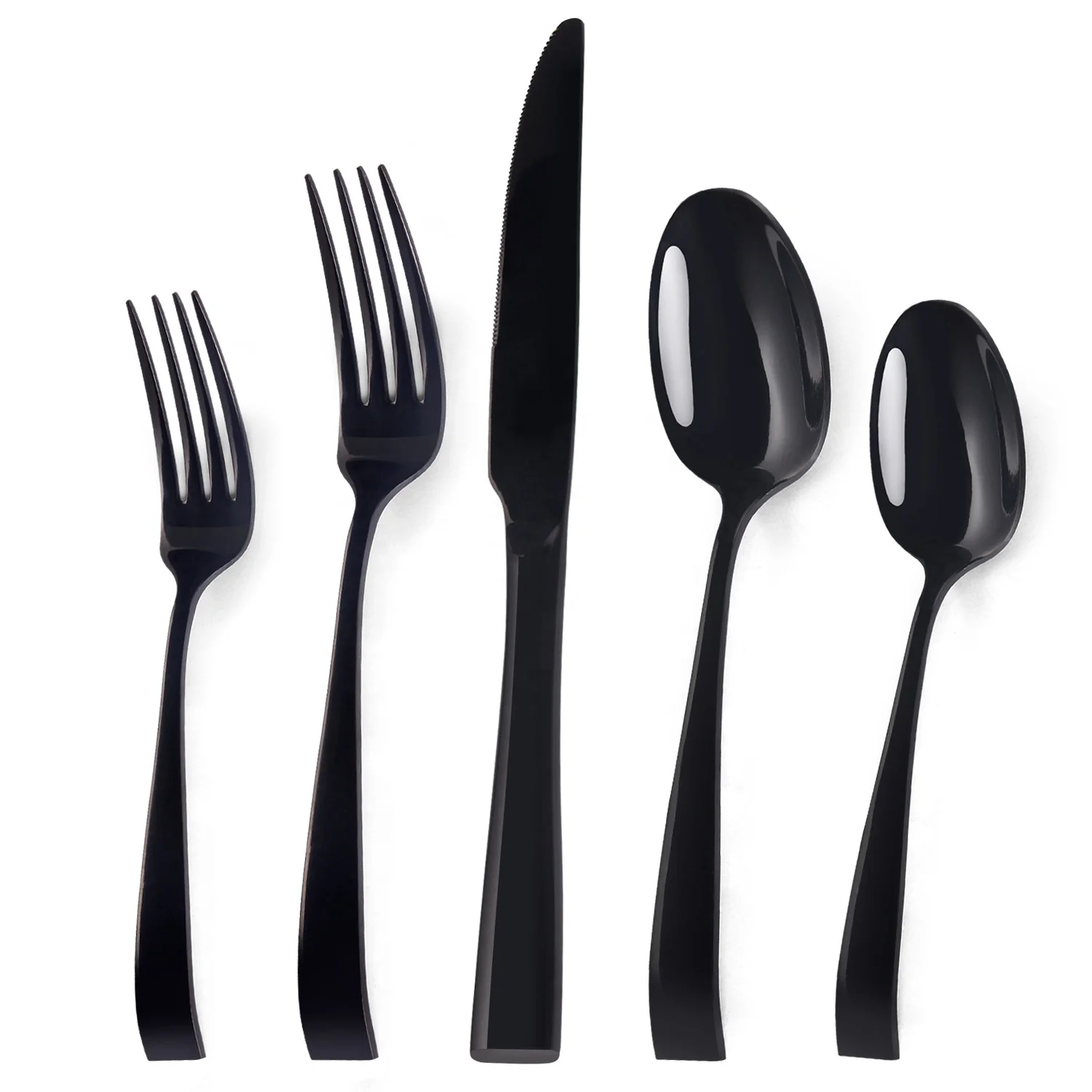 

1/5/20 pieces stainless steel golden fork and knife black cutlery silver flatware sets