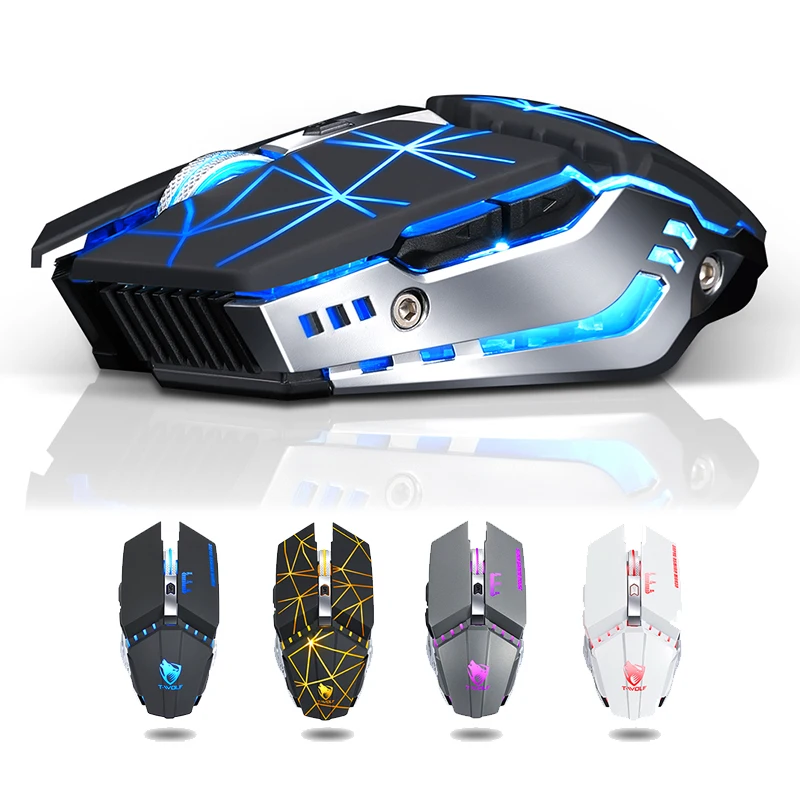 

Colorful Breathing light Gaming Rechargeable Wireless Mouse Mini USB Optical Mouse With Charging Cable