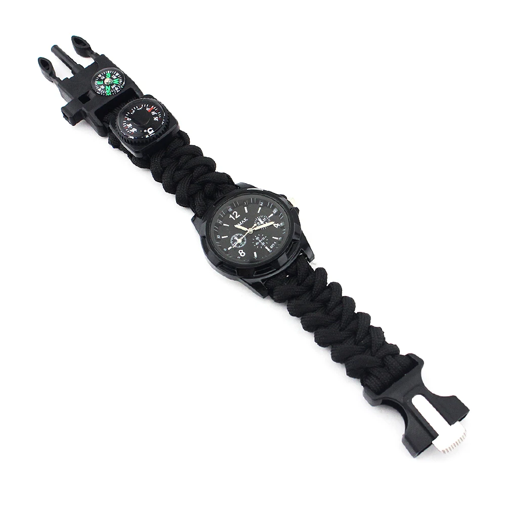 

First Aid Outdoor Hunting Military Watch Paracord, Multi Colors Survival Tool Paracord Survival Watch, Army green