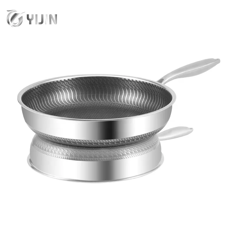 

2021 hot sale durable uncoated induction cooker gas universal stainless steel non-stick frying pan