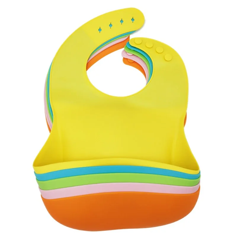 

Convenient Unique Print 23*30cm Waterproof Silicone Baby Feeding Bibs Waterproof Toddler Bib For Baby, 13 colors optional