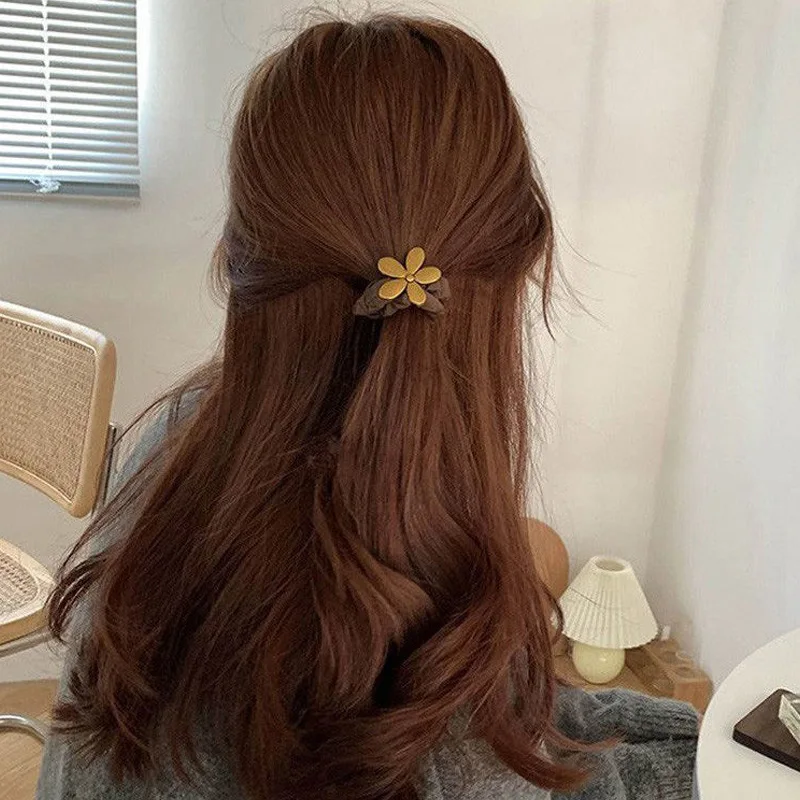 

Korean scrunchie Yiwu hair accessories black flower head rope tie hair rope hairband women