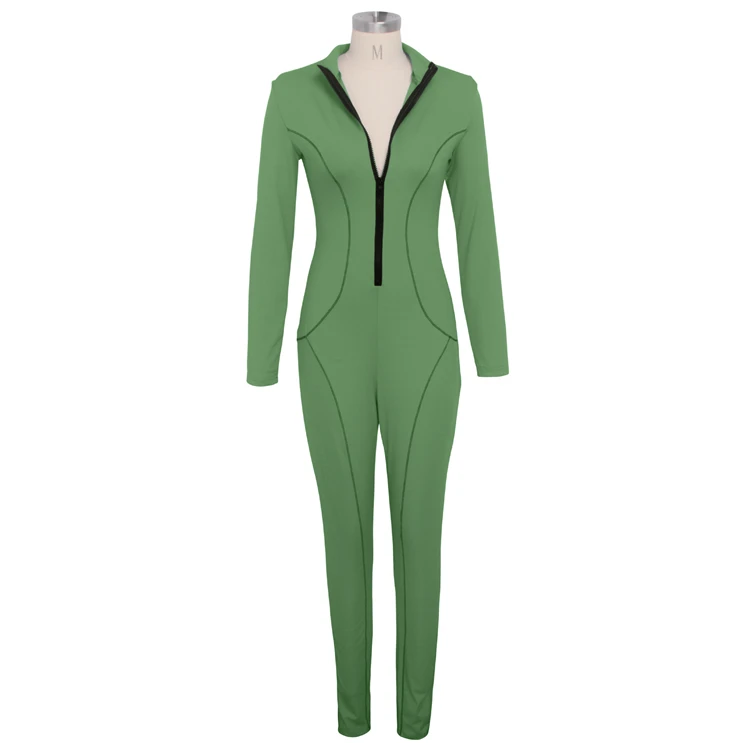 C3672 2019 Christmas jumpsuit women winter clothing sexy fashion V neck bodycon slim solid color women jumpsuit