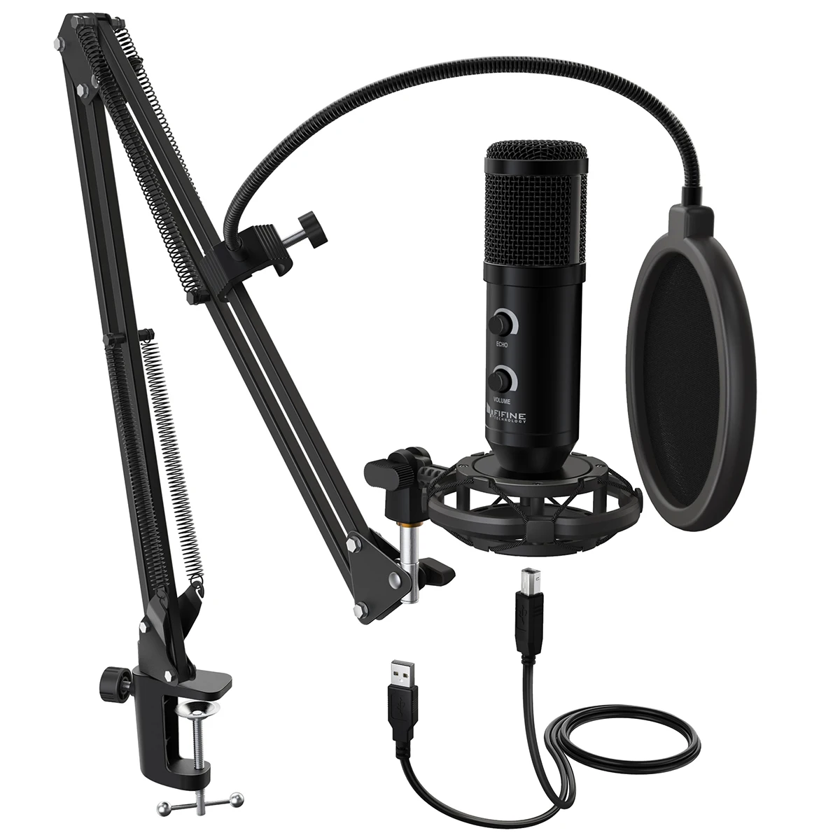 

Fifine T058B Durable Boom Arm Stand Sporte Para Microfono For Webcasting Streaming Recording