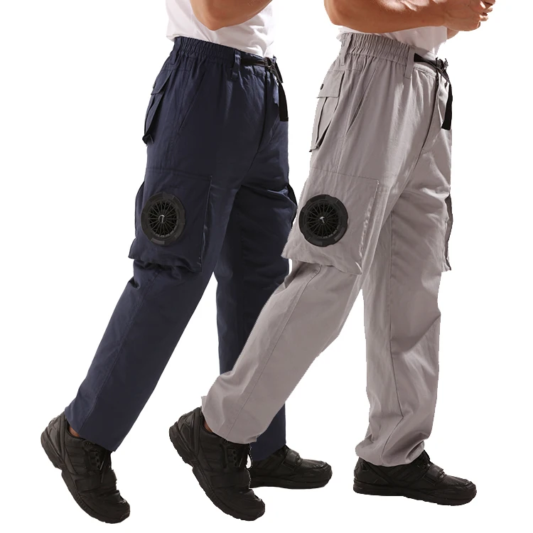 

Japan popular summer men's comfortable fan cooling trousers pants with double 5v fans