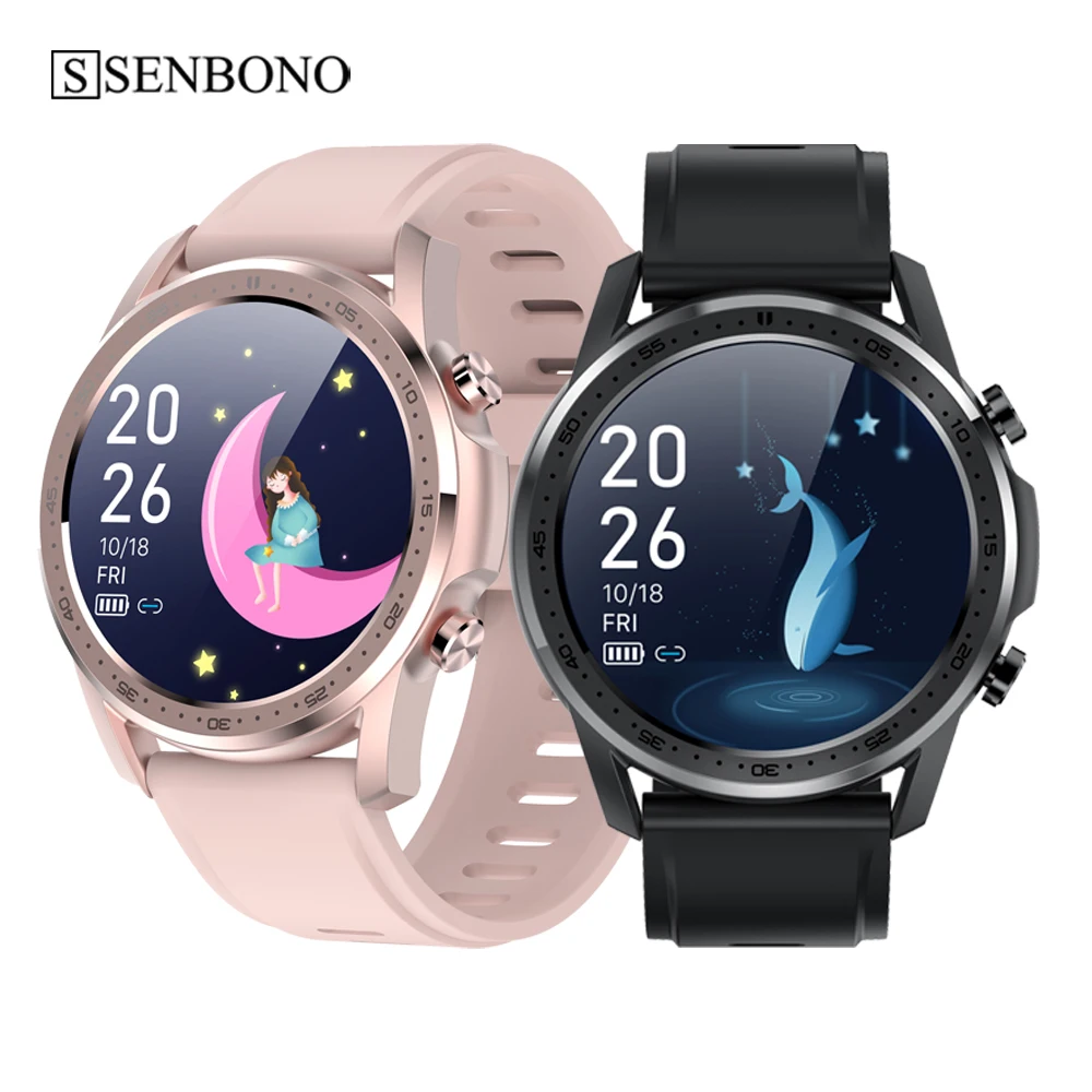 

SENBONO Youth2 Smartwatch Body Temperature Monitoring Men and Women Sports Smart watch 2021 for IOS Andriord, Black pink grey