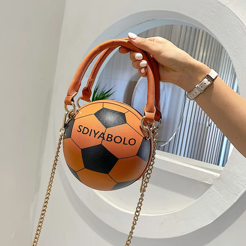 

Dropshipping 2020 New Fashion PU Leather Basketball Shape Handbags and Purses for Women Chain Shoulder Crossbody Bag, Black
