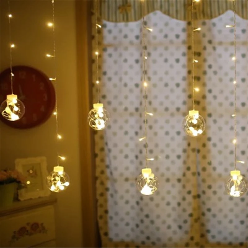 
2.5M LED Christmas Dreamlike Wish Ball Wall Curtain Lamp Fairy Light Holiday Wedding Party Light Christmas Tree Decoration 