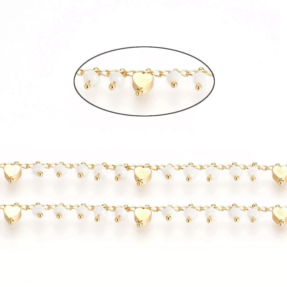

PandaHall Real 18K Gold Plated White Brass Heart Chains