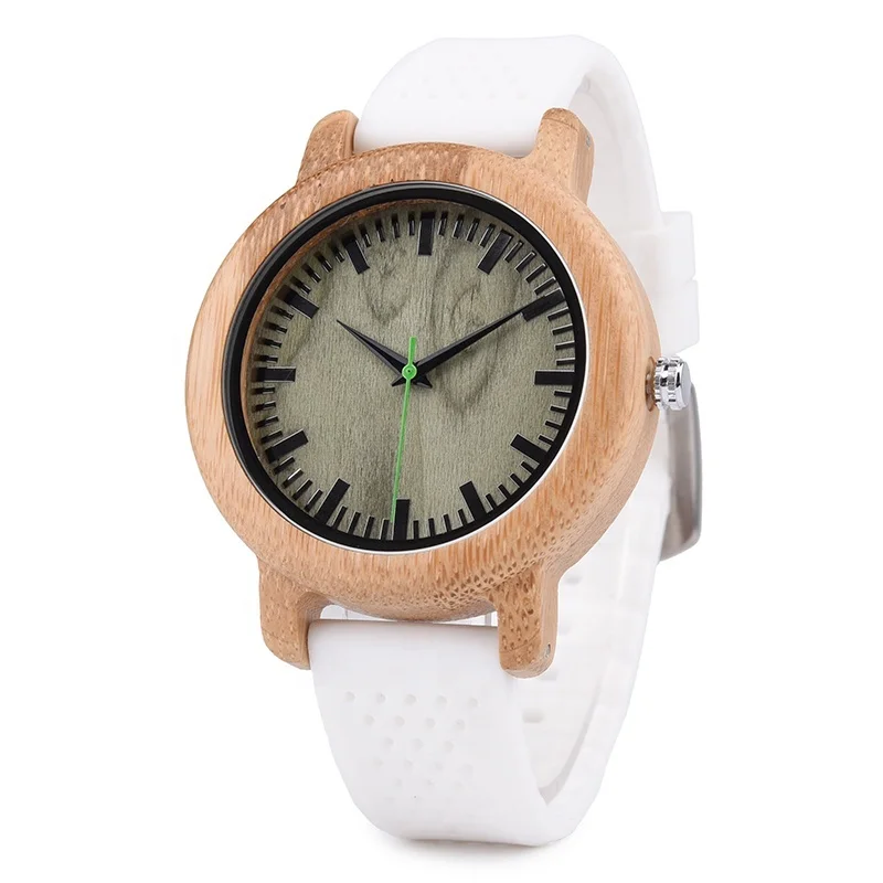 

DODO DEER Dial Watch Men Quartz Silicone Bamboo Wood Watch Rubber Watch Strap Drop Shipping Green OEM with White Sport Luxury