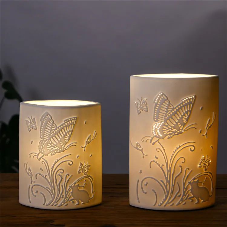 Simple 3D illusion lamp white ceramic Led lamp base for bedroom sleeping lighting