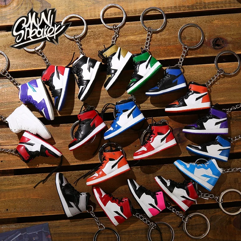 

2021 99 styles Wholesale 3D Mini Sneakers AJi Jordani shoe Keychain Model cute keychains with box