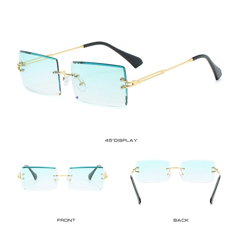 
Rimless Sunglasses 2019 Fashion Rectangle Shades Sunglasses Women Men 