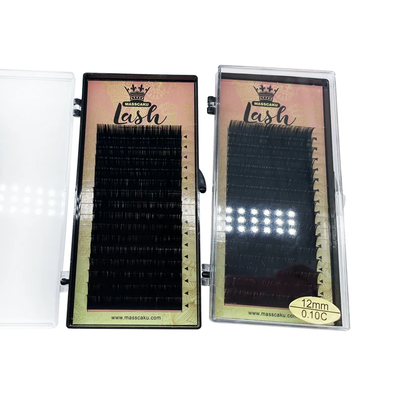 

MASSCAKU Extensoes De Cilios Individuais Eyelash Vendor Super Soft Natural Individual Eyelash 100% Real Mink Fur False Eyelashes, Black/variety color