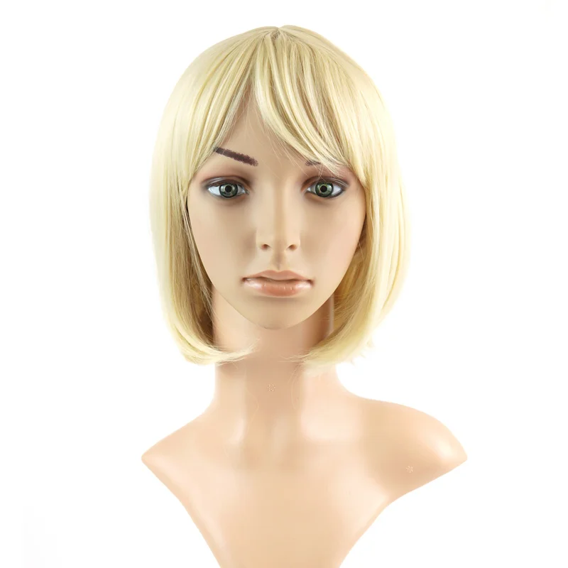 

natural hair short virgin hair straight wigs 180% density synthetic wigs heat resistant blonde bob wigs for african american, Optional