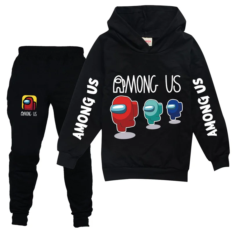 

2pcs New Arrival Among Us Printed Children Kids Casual Sports Wear Clothes Set Hooded Sweatshirt and Long Harem Pants