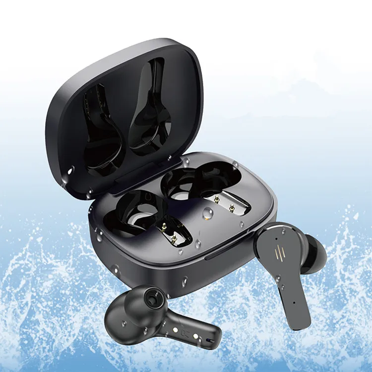 

Portable S18 touch control enc call noise cancelling 3d stereo ipx7 waterproof wireless tws earphone earbuds, Black