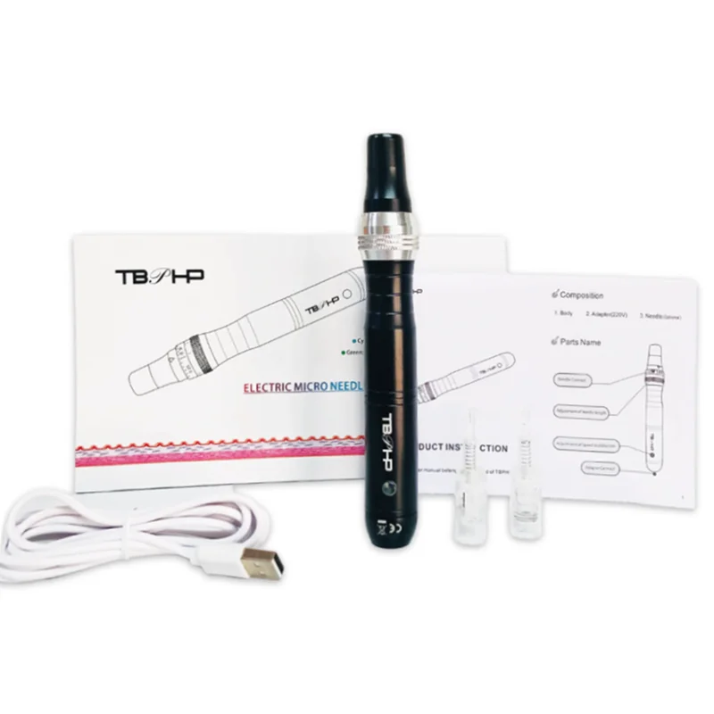 

TBPHP P10 2021 New Product Gold Derma Pen Microneedling Pen Microneedling Facial Microneedle For Hair Growth, Silver gold black pink