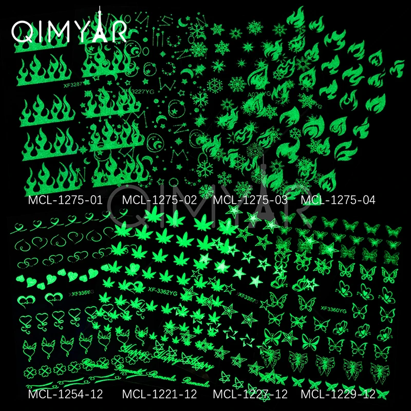 

2020 Glowing In The Dark Gel Nail Stickers Nail Art Design, As the pictures