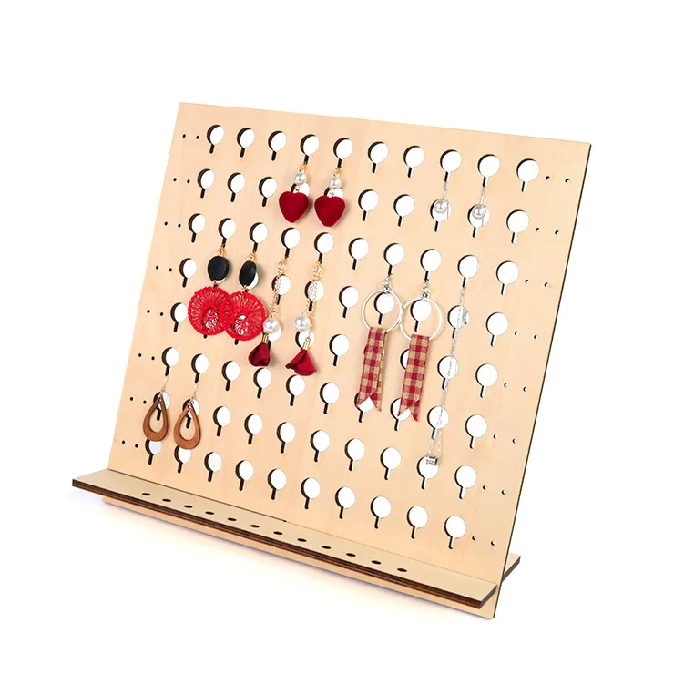 

A variety of popular amazon styles wood earring organizer jewelry display stand, Natural color