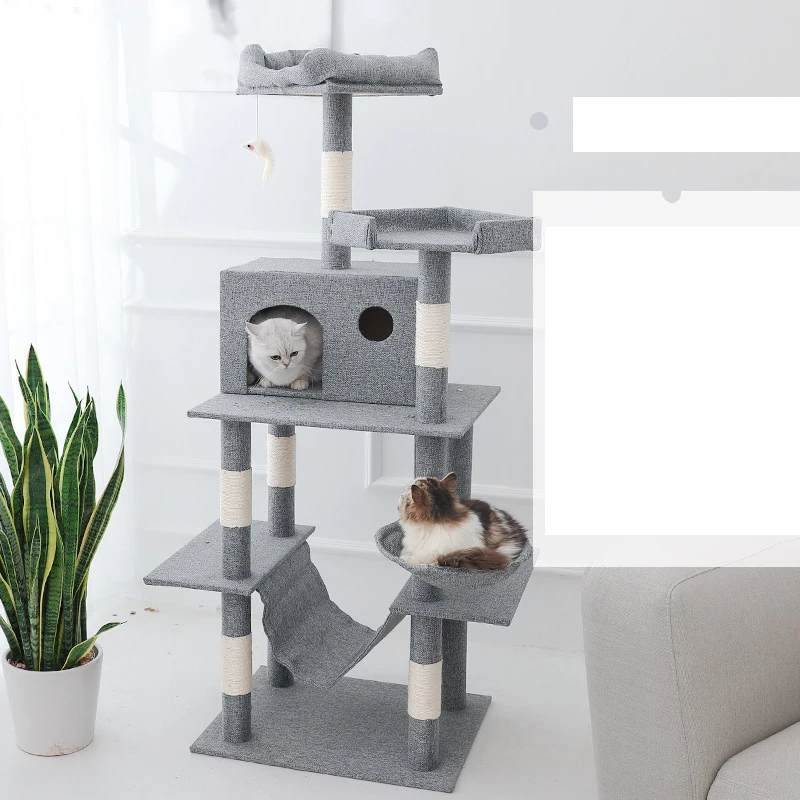 

Hot Selling New Design Plush Safety Cat Scratching Poles Condos Towers Trees Wood Furniture Tower SISAL CAT TREE, Coffee, beige,cinerous,silver gray