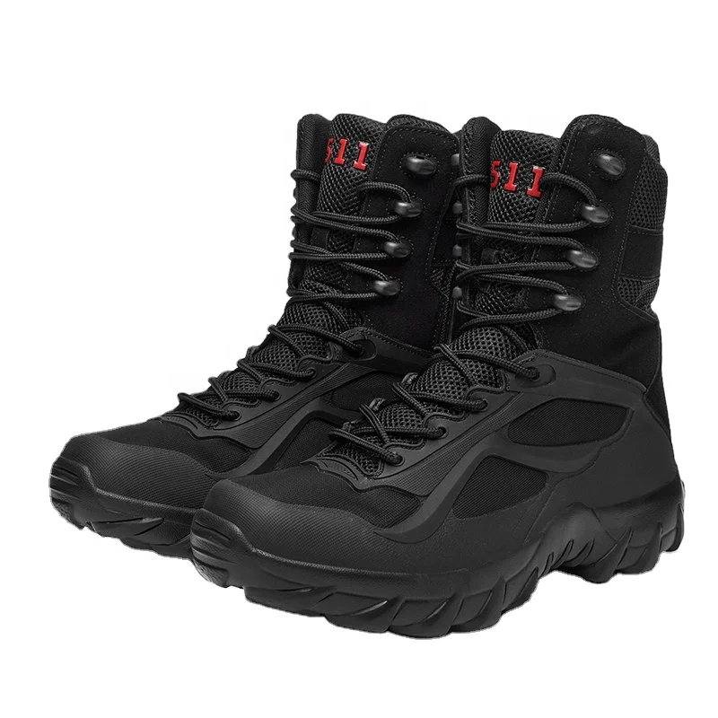 

Male Tactical Rubber High Boots Desert Jungle Leather Safety Army Men's Military Hiking Boots