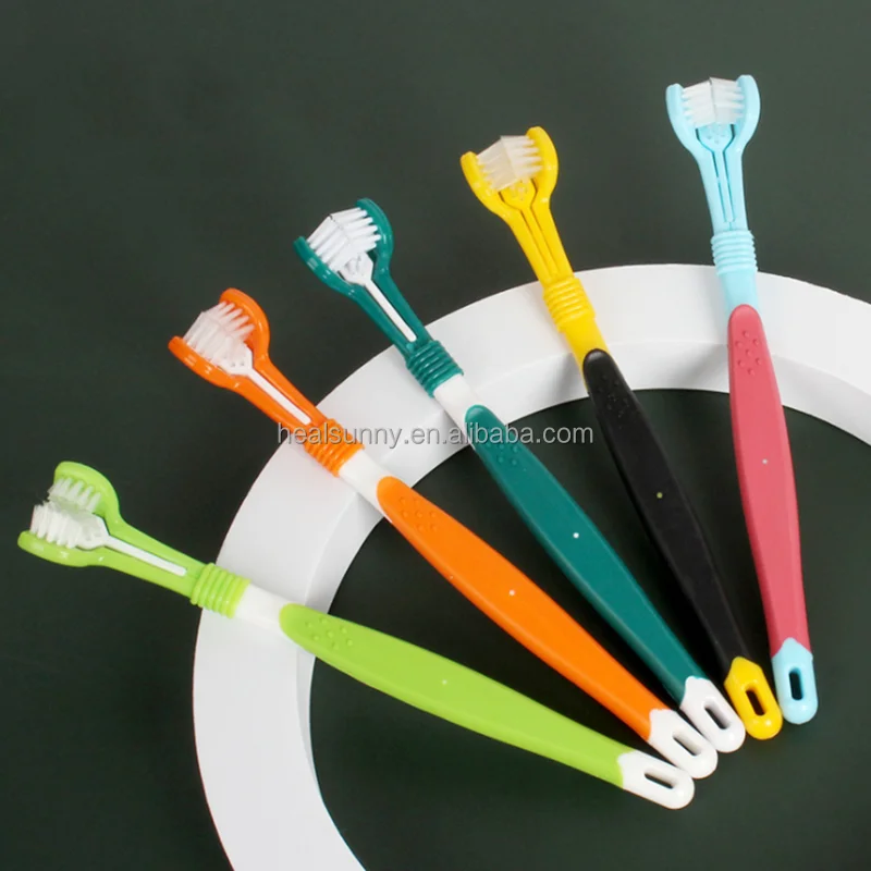 

Pet puppy way teeth small dog toothbrush to brush, White/orange/purple/green/blue