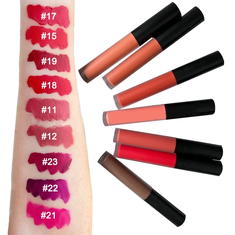 

Whole Sale Custom Makeup Cosmetics Free Sample Pigmented Velvet Matte Nude Vegan Cream Charms Plumping Glossy Lipstick Lip Gloss, Customizable
