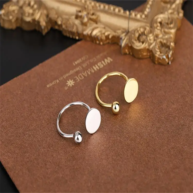 

925 Sterling Silver Glossy Round Bead Ring Women's Personality Simple Small Design Ring Fashion Finger Ring