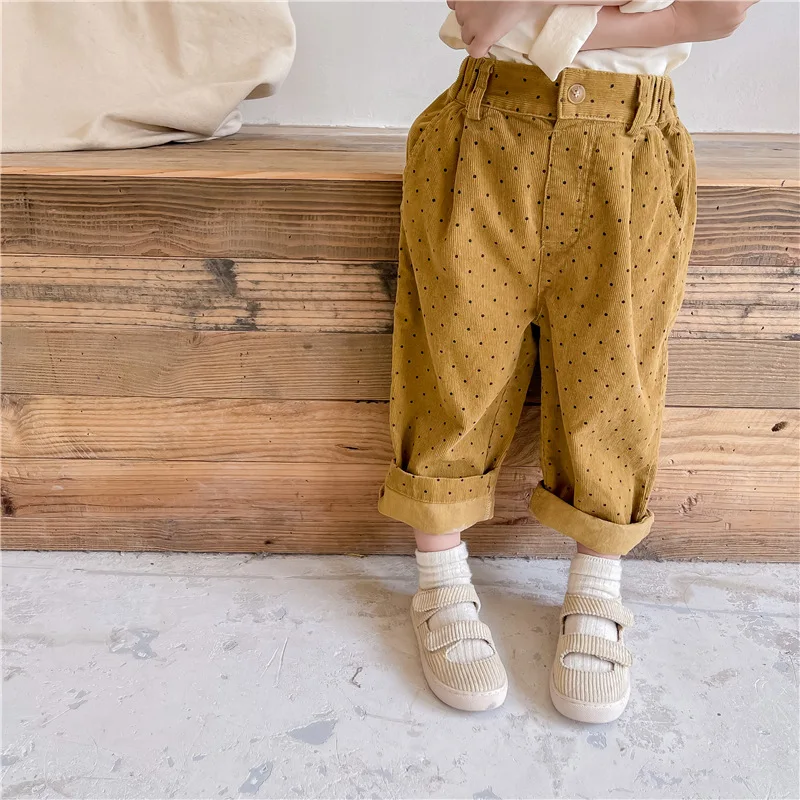 

2021 Autumn children's clothing new children's Korean style trousers corduroy harem pants children's pants