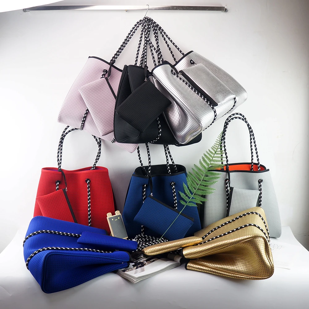 

Lowest MOQ 1 pieces fashion bags ladies handbags ladies neoprene beach tote bag handbag