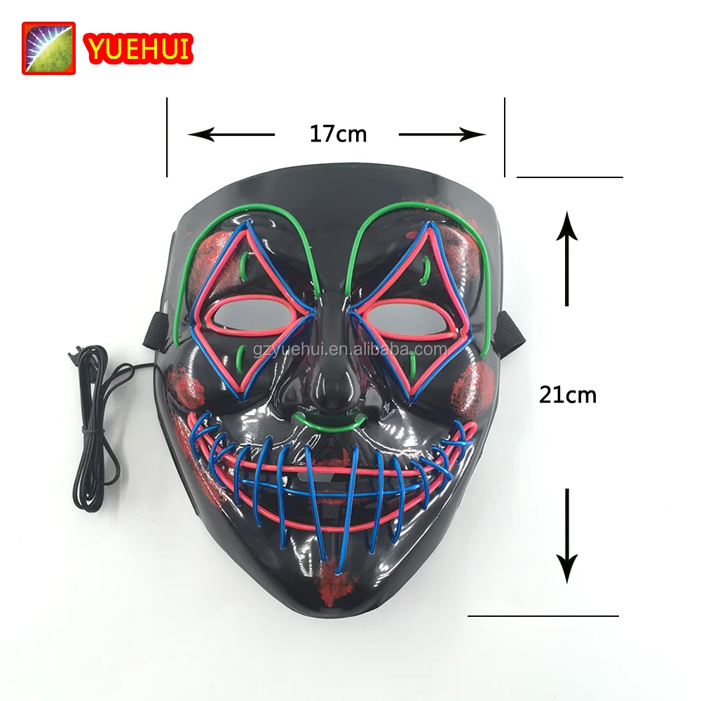 Halloween Scary Led Mask Light Up Evil Clown Purge Masks Rave Neon Tik ...