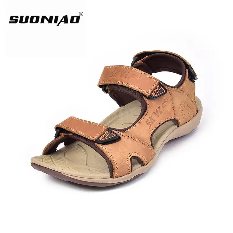 

sandalias Wholesale 2 strap Leather Gents Belt Sandal Man Sandals custom slides