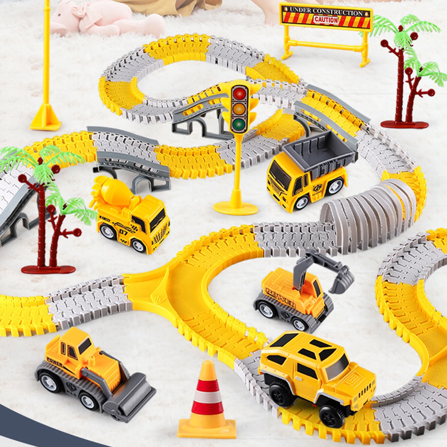 

Construction Toys Race Tracks for Boys Kids Toys Construction Car and Flexible Track Play Set Create A Engineering Road