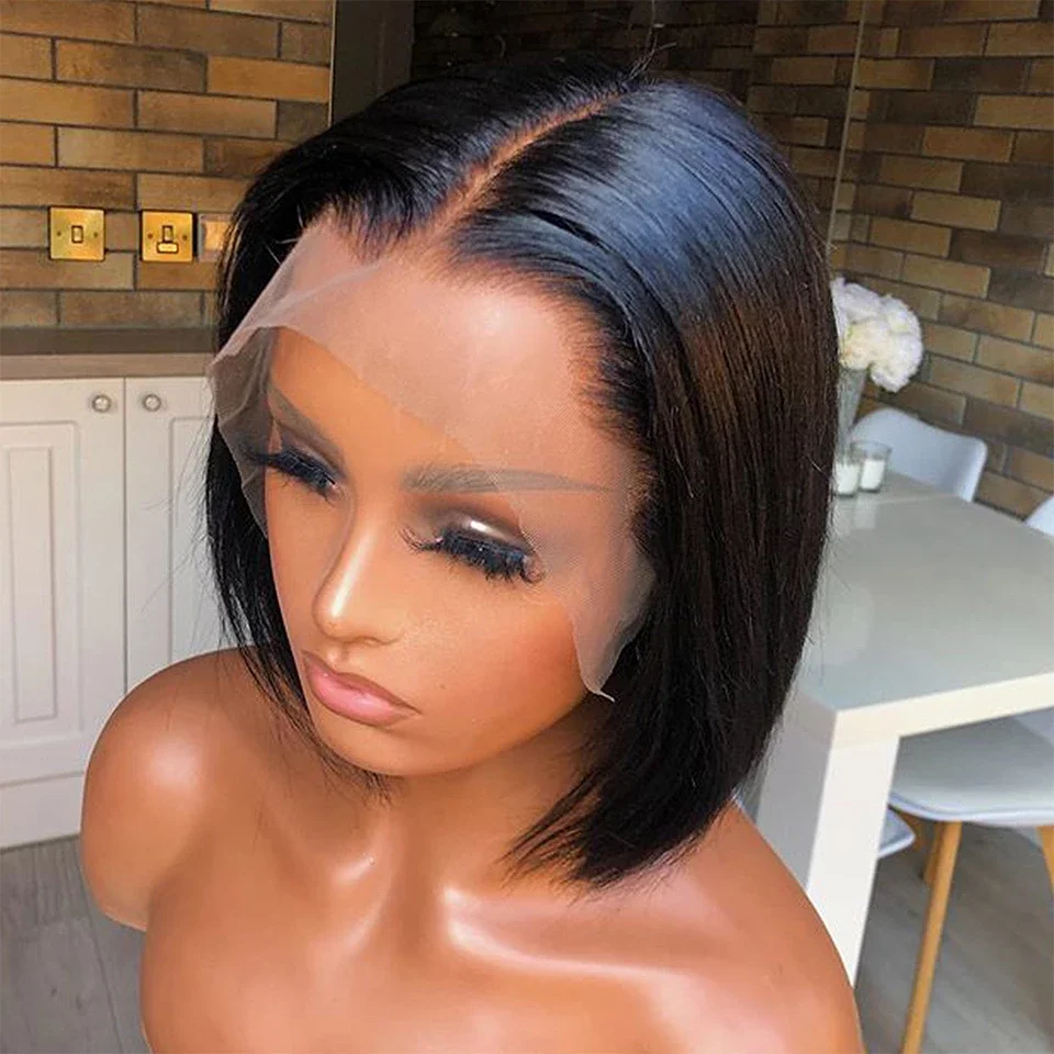 

Fashion Design 8 Inch Brazilian Human Hair Lace Front Short Bob Wig Wholesale Straight Human Hair Bob Brazilian Wigs