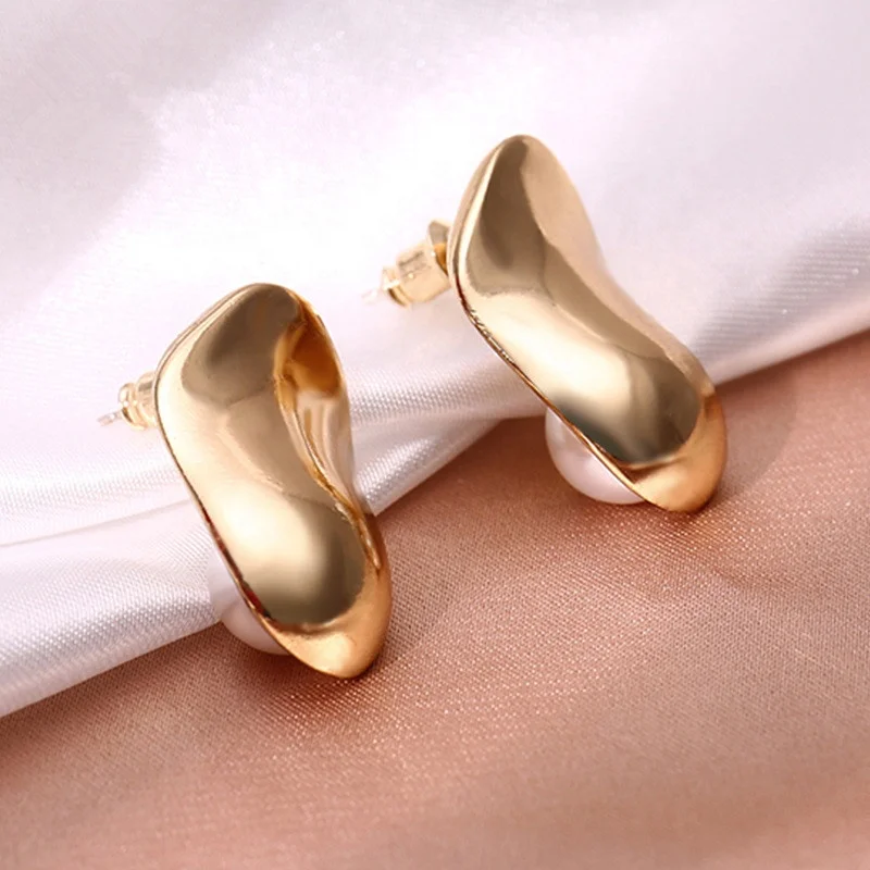 

New Gold Sliver Metal Plated Geometric Spherical Stud Earrings for Women Girls Travel Gifts Jewelry