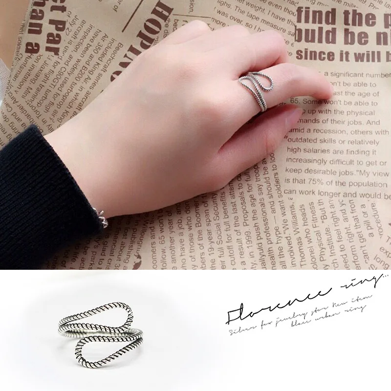 

Creative design winding shape silver rings jewelry 925 sterling silver vintage slit ring, As pics