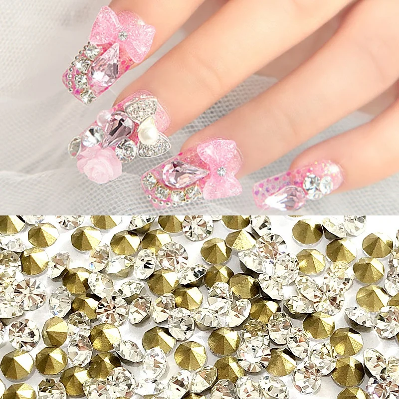 

1440pcs/Bag SS0-SS13 White Sharp Bottom Pointback Glass Shell Nail Art Stick Drill DIY Jewelry Accessories Nail Rhinestone, Picture